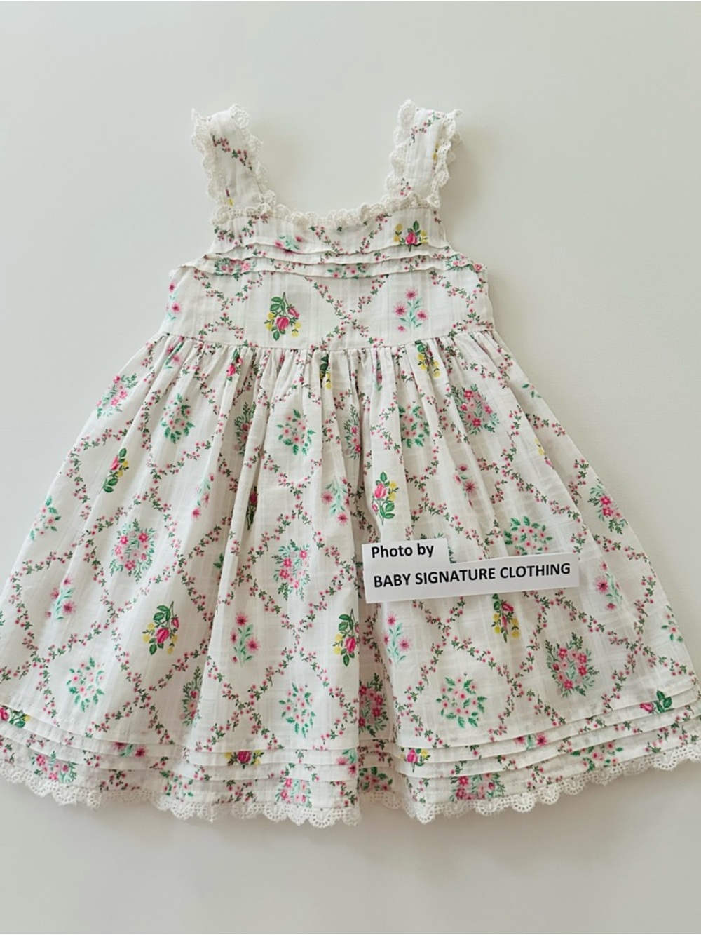 Haute Hippie 4T Toddler Girl White Floral Lace-Trim Dress Party Spring Summer